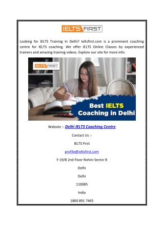 Delhi IELTS Coaching Centre | Ieltsfirst.com