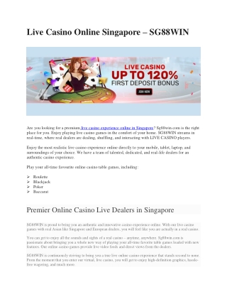 Live Casino Singapore by SG88WIN