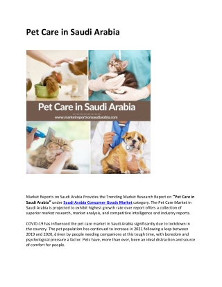 Pet Care in Saudi Arabia