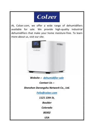 Dehumidifier Sale | Colzer.com