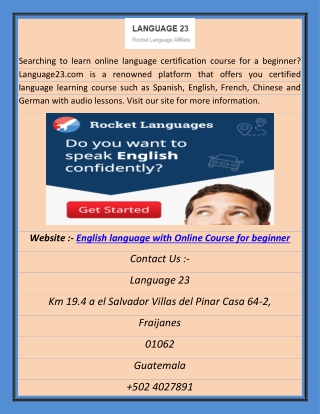 English language with Online Course for beginner abhi