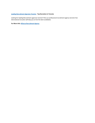 Leading recruitment agencies toronto