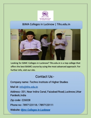 BJMA Colleges in Lucknow  Tihs.edu.in