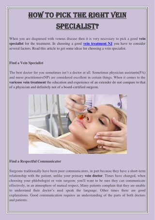 How to pick the right vein specialist