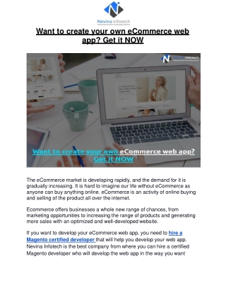 Want to create your own eCommerce web app Get it NOW