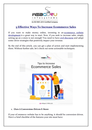 5 Effective Ways To Increase Ecommerce Sales