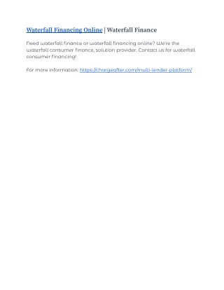 Waterfall Financing Online | Waterfall Finance
