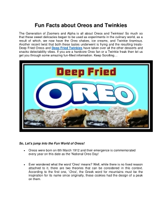 Fun Facts about Oreos and Twinkies