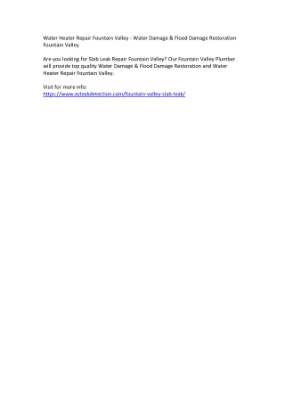 Water Heater Repair Fountain Valley - Water Damage & Flood Damage Restoration Fo