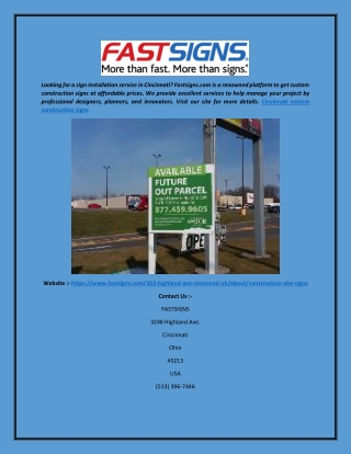 Cincinnati Custom Construction Signs  Fastsigns.com
