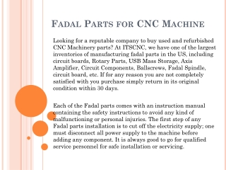 Buy Fadal Machine Parts