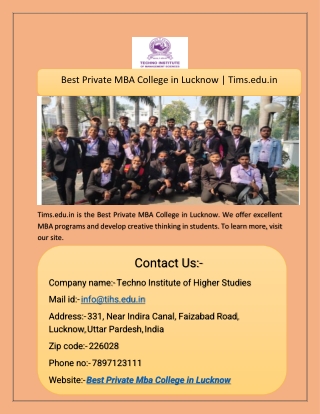 Best Private MBA College in Lucknow  Tims.edu.in