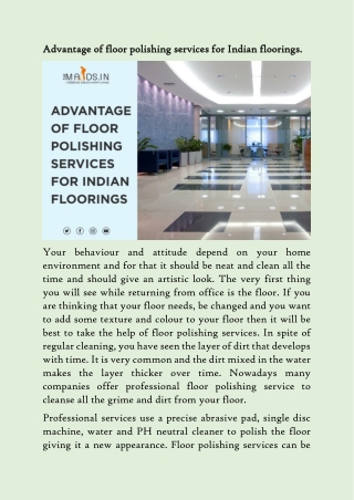 Floor polishing services are more of an investment