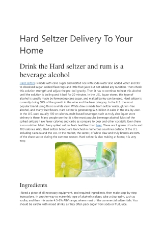 Hard Seltzer Delivery To Your Home