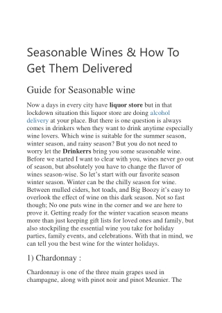 Seasonable Wines