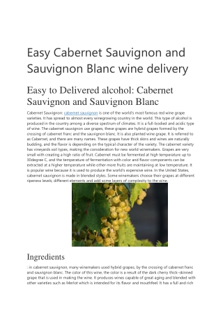 Easy Cabernet Sauvignon and Sauvignon Blanc wine delivery