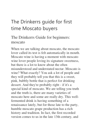 The Drinkerrs guide for first time Moscato buyers