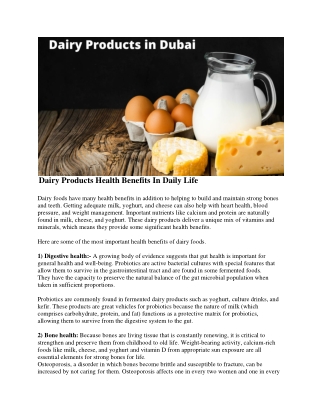 Dairy products in Dubai