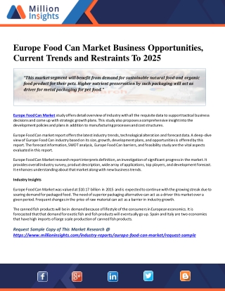 Europe Food Can Market Latest Trends and and Precise Outlook to 2025
