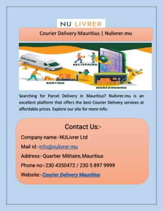 Courier Delivery Mauritius  Nulivrer.mu