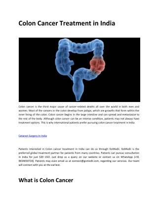Colon Cancer Treatment In India