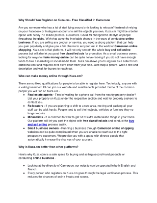 Why Should You Register on Kuza.cm