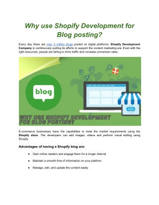 Why use Shopify Development for Blog posting
