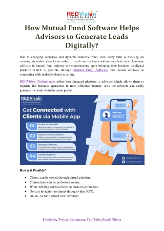 How Mutual Fund Software Helps Advisors to Generate Leads Digitally