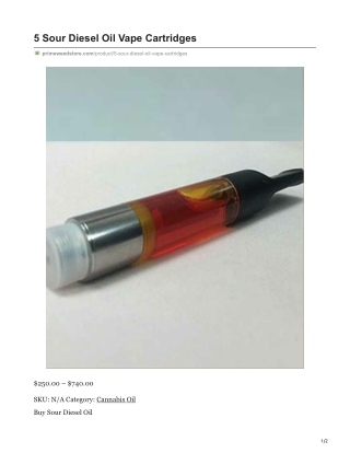 5 Sour Diesel Oil Vape Cartridges