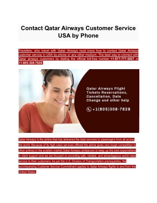 Contact Qatar Airways Customer Service USA by Phone