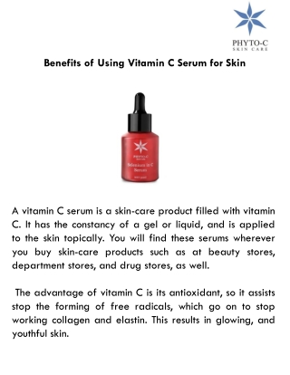 Benefits of Using Vitamin C Serum for Skin