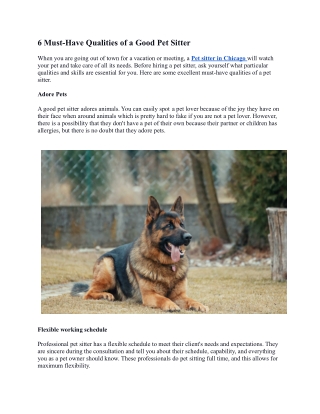 6 Must-Have Qualities of a Good Pet Sitter