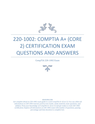 220-1002: CompTIA A  (Core 2) Certification Exam Questions and Answers