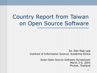 Country Report from Taiwan on Open Source Software