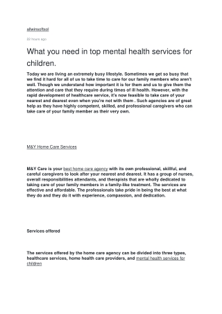 What you need in top mental health services for children.