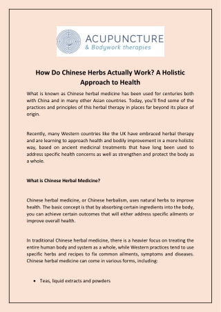 How Do Chinese Herbs Actually Work
