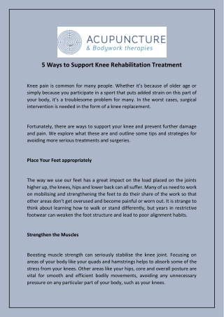 5 Ways to Support Knee Rehabilitation Treatment