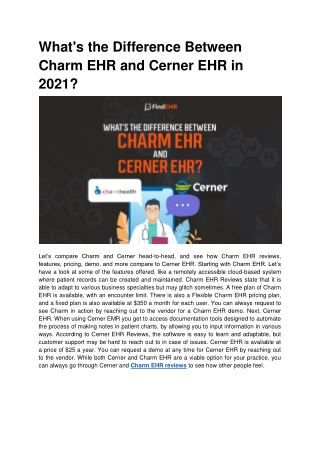 What's the Difference Between Charm EHR and Cerner EHR in 2021