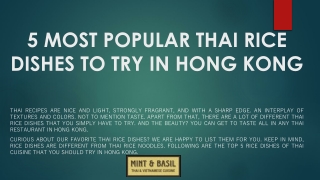 5 MOST POPULAR THAI RICE DISHES TO TRY IN HONG KONG