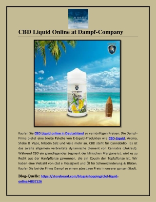 CBD Liquid Online at Dampf