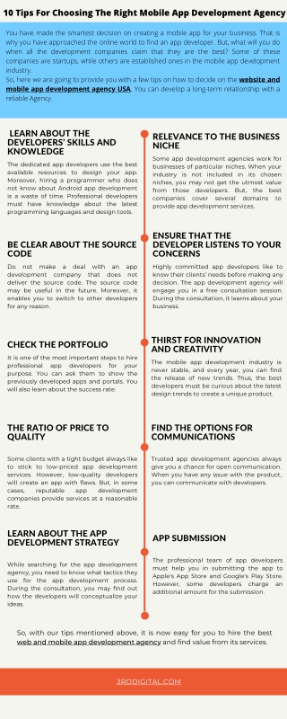 tips for choosing  right mobile app development agency