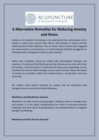 6 Alternative Remedies for Reducing Anxiety and Stress
