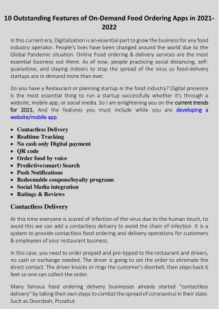 features of on demand food ordering apps in 2021 2022