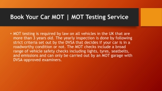 Check MOT history and current MOT status