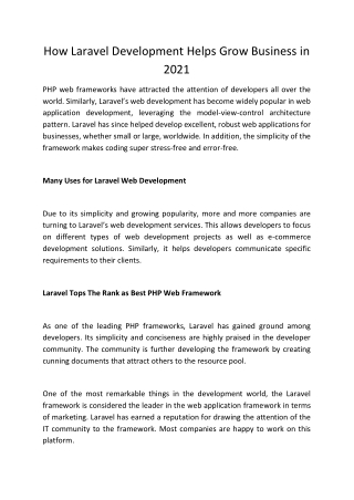 How Laravel Development Helps Grow Business in 2021