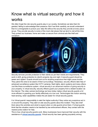 Know what is virtual security and how it works