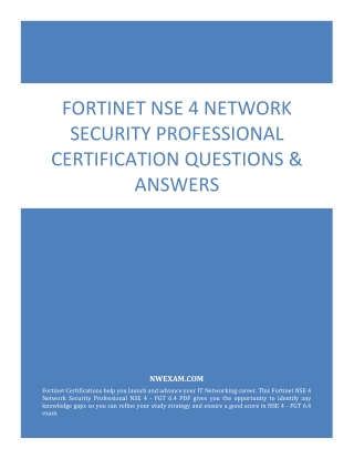 [PDF] Fortinet NSE 4 Network Security Professional Certification Questions & Answers