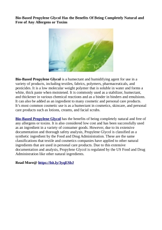 Bio-Based Propylene Glycol - pdf