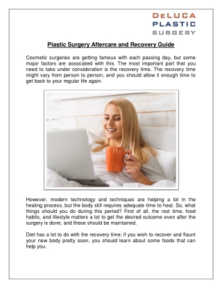 Plastic Surgery Aftercare and Recovery Guide