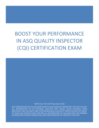 Boost Your Performance in ASQ Quality Inspector (CQI) Certification Exam